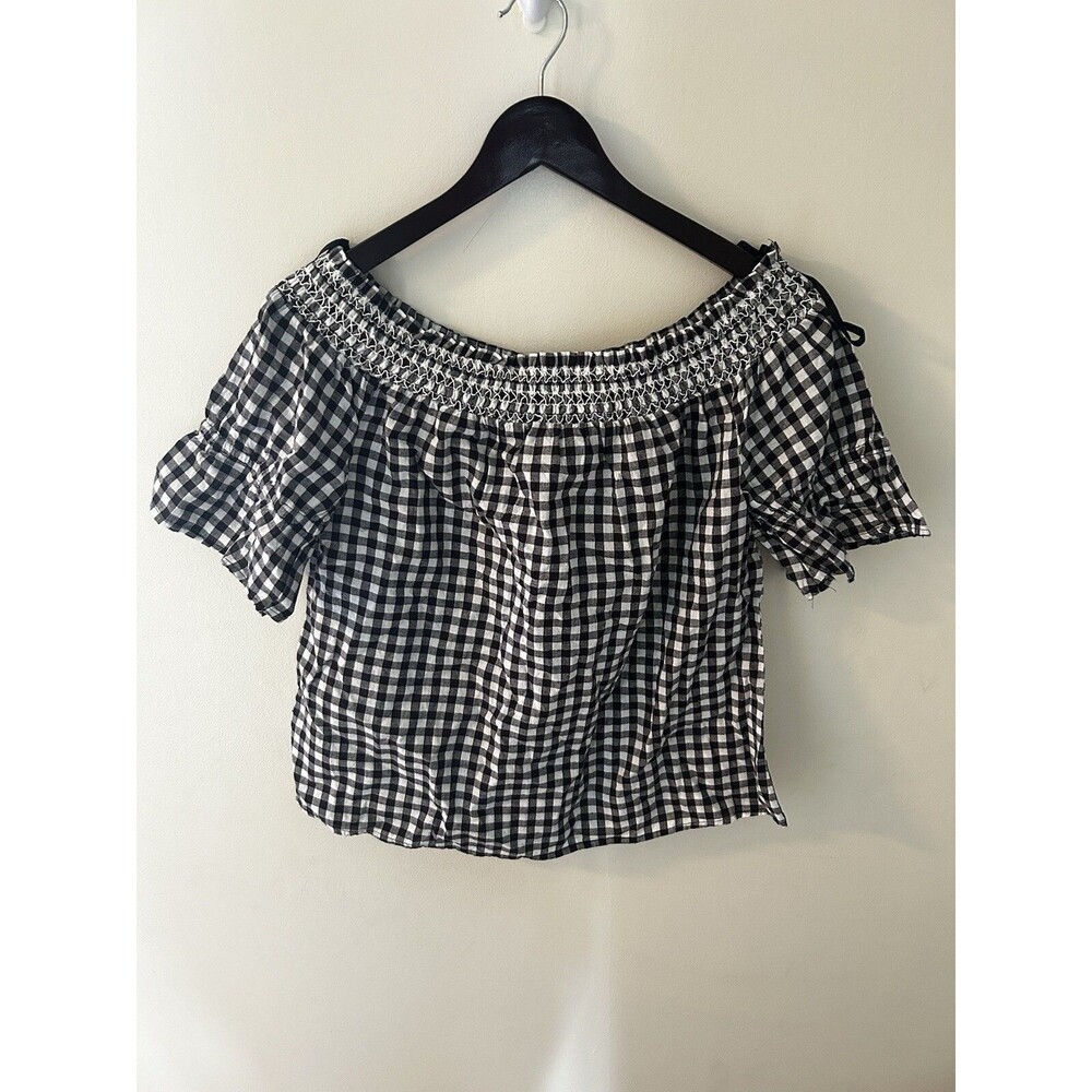 Dizzy Lizzy Women’s Off The Shoulder Gingham Top Cottagecore Boho Preppy Medium
